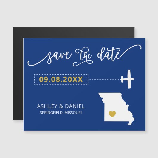 Missouri Wedding Save the Date Card, Map Magneteinladung (Vorne/Hinten)