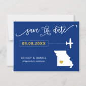 Missouri Wedding Save the Date Card, Map Magneteinladung (Vorderseite)