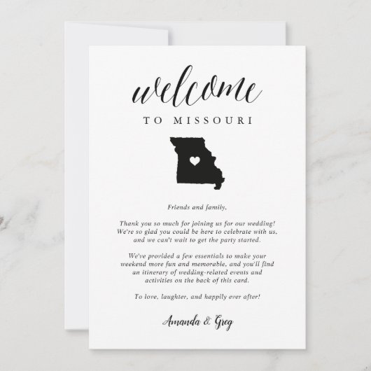 Missouri Wedding Welcome Letter & Itinerary (Vorderseite)