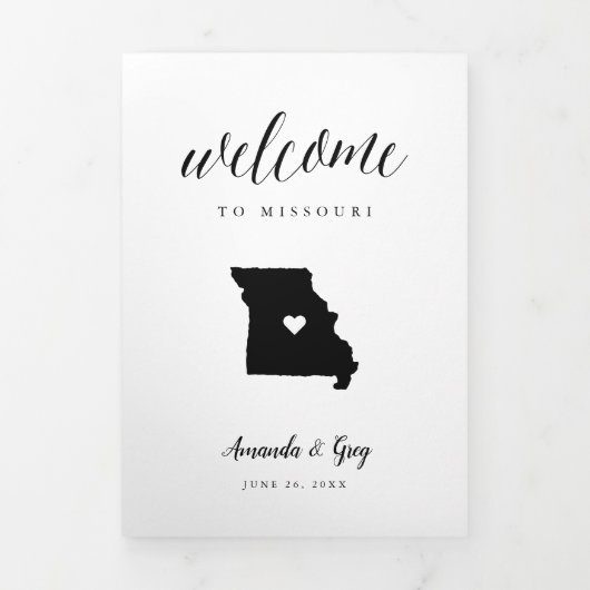Missouri Wedding Welcome Letter & Itinerary Dreifach-gefaltete Programmkarte (Cover)