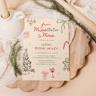 Misstletoe an Frau Hand Drawn Brautparty Einladung
