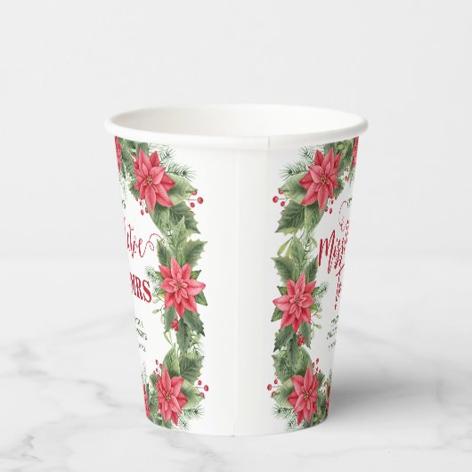 Misstletoe an Frau Winter Poinsettia Brautparty Pappbecher (Rechts)