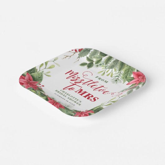 Misstletoe an Frau Winter Poinsettia Brautparty Pappteller (Gewinkelt)
