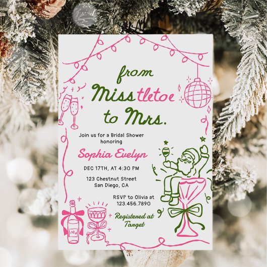 Misstletoe to Mrs Christmas Bridal Shower Einladung