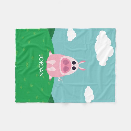 Misstrauisch das Schwein Fleecedecke (Vorderseite (Horizontal))