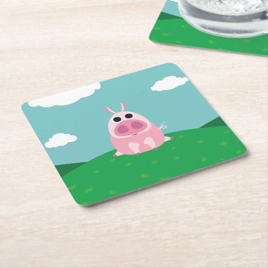 Misstrauisch das Schwein Rechteckiger Pappuntersetzer (angewinkelt)