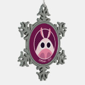Misstrauisch das Schwein Schneeflocken Zinn-Ornament (Links)
