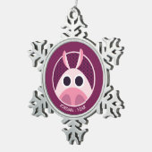 Misstrauisch das Schwein Schneeflocken Zinn-Ornament (Rechts)