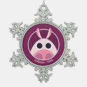 Misstrauisch das Schwein Schneeflocken Zinn-Ornament (Vorderseite)