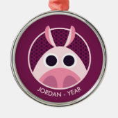 Misstrauisch das Schwein Silbernes Ornament (Vorne)