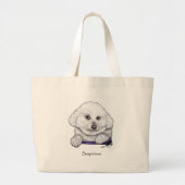 Misstrauische Bichon Frise Taschen-Tasche Jumbo Stoffbeutel (Vorne)