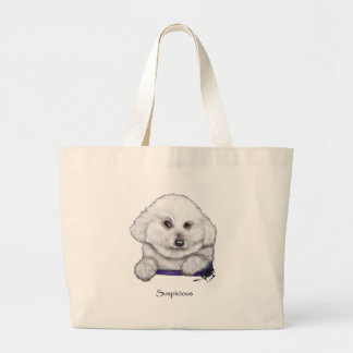 Misstrauische Bichon Frise Taschen-Tasche Jumbo Stoffbeutel