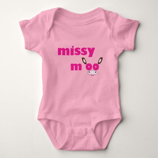 Missy Moo Cow Logo Rosa Baby Strampler (Vorderseite)