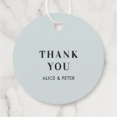 Mist Blue | Einfache moderne Hochzeit Vielen Dank Geschenkanhänger (Rückseite)