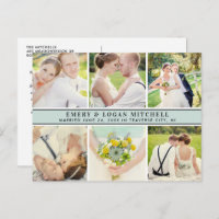 Mist Blue Monogram Wedding Foto Collage Vielen Dan