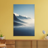 Mist-Covered Coastal Mountains Sunrise Glow Leinwanddruck (Insitu (Wohnzimmer))