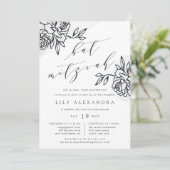 Mist Gray | Secret Garden Bat Mitzvah Einladung (Stehend Vorderseite)