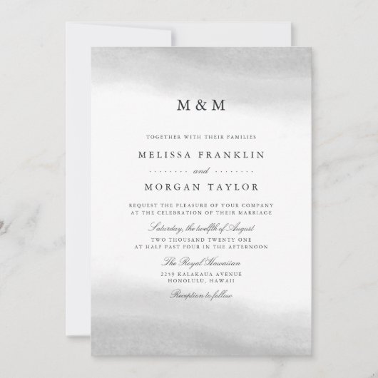 Mist Monogram Wedding Einladung (Vorderseite)