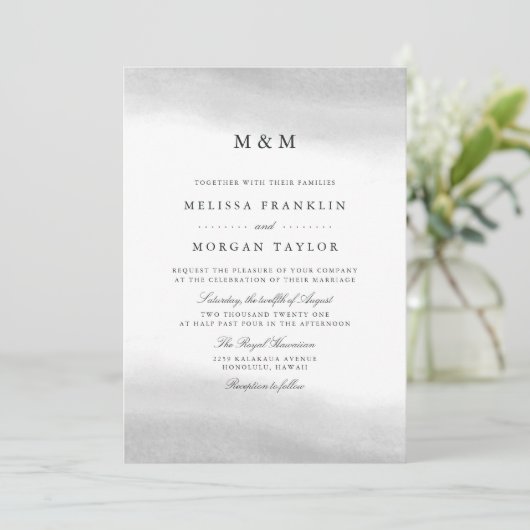 Mist Monogram Wedding Einladung (Stehend Vorderseite)