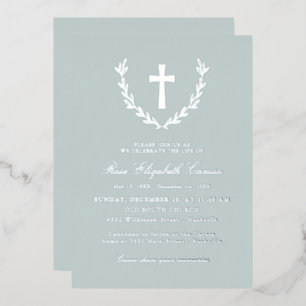 Mist Silver Wreath Cross Feier des Lebens Folieneinladung