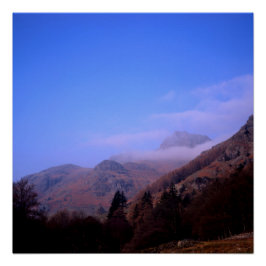 Mist The Langdale Pikes Lake District England Poster