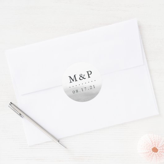 Mist Wedding Monogram Runder Aufkleber (Umschlag)