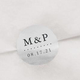 Mist Wedding Monogram Runder Aufkleber