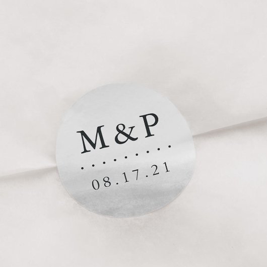 Mist Wedding Monogram Runder Aufkleber