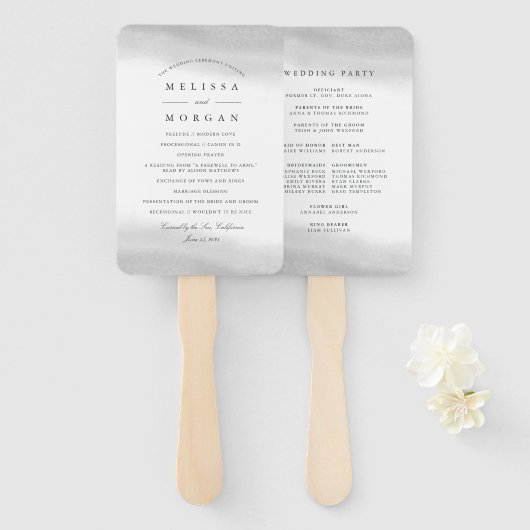 Mist Wedding Program Fächer (Vorne und Hinten)