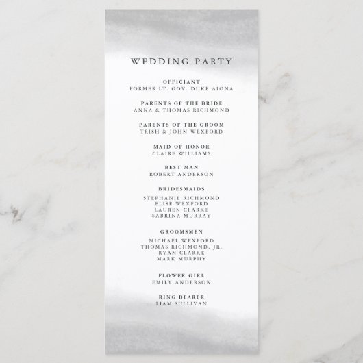 Mist Wedding Program Programm (Rückseite)