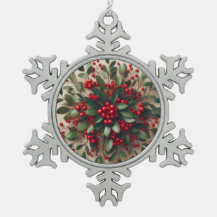 Mistel schneeflocken Zinn-Ornament