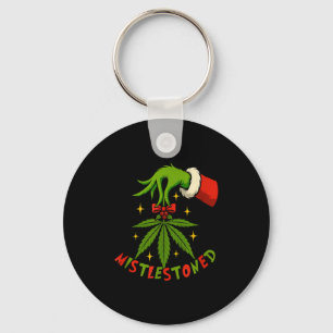 Mistelsteint Weedblatt Lustiger Stoner Weihnachten Schlüsselanhänger