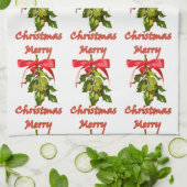 Mistelzweig der frohen Weihnachten Küchentuch (Gefaltet)