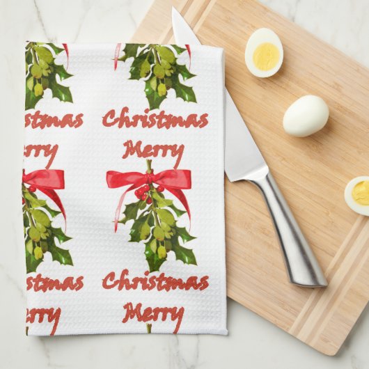Mistelzweig der frohen Weihnachten Küchentuch (Viertel Falte)
