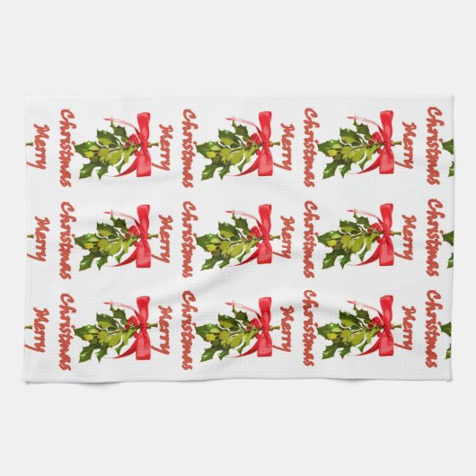 Mistelzweig der frohen Weihnachten Küchentuch (Horizontal)