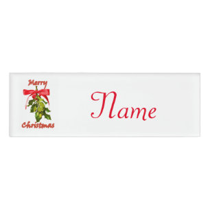 Mistelzweig der frohen Weihnachten Namenschild