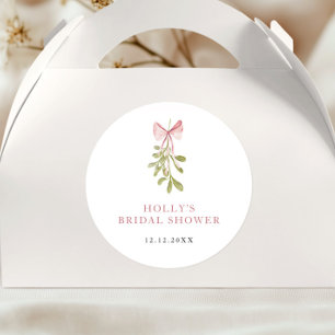 Mistelzweig Dusty Rose Schleife Brautparty Runder Aufkleber