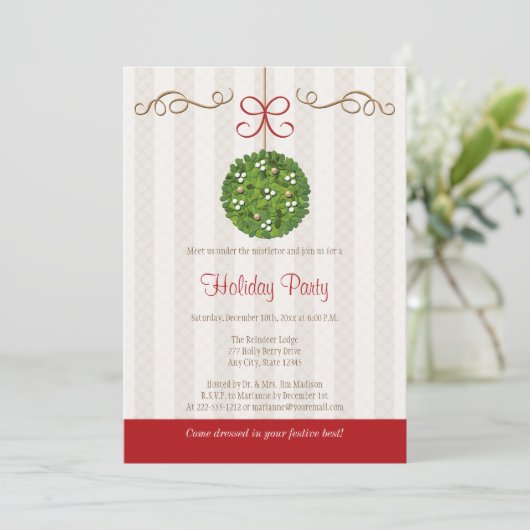 MISTELZWEIG-FEIERTAGS-PARTY EINLADUNGEN (Stehend Vorderseite)