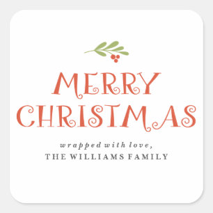 Mistelzweig-fröhliche Weihnachtsgeschenk-Aufklebe Quadratischer Aufkleber