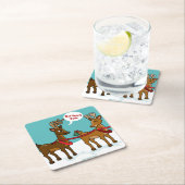 MISTELZWEIG-HINTERN-LUSTIGER WEIHNACHTSUntersetzer Rechteckiger Pappuntersetzer (Vor Ort)