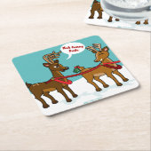 MISTELZWEIG-HINTERN-LUSTIGER WEIHNACHTSUntersetzer Rechteckiger Pappuntersetzer (angewinkelt)