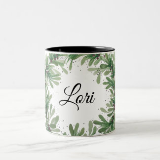 Mistelzweig-Kranz-Monogramm-Vorlage Zweifarbig Kaf Zweifarbige Tasse