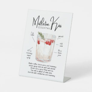 Mistelzweig-Kuss-Feiertags-Cocktail-Bar-Schild Sockelschild