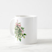 Mistelzweig mit rosa Band Kaffeetasse (Vorderseite Links)