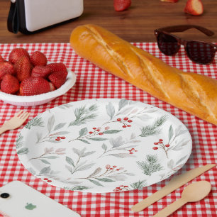 Mistelzweig und Holly-Beeren-Muster Pappteller
