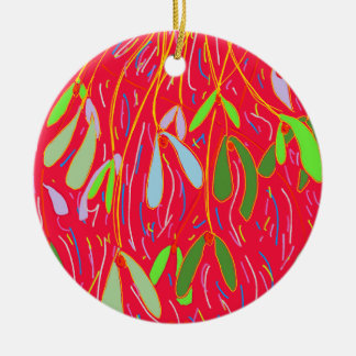Mistelzweig Whimsical, Rot Keramik Ornament