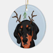 Mistelzweigcoonhound-Verzierung Keramik Ornament (Links)