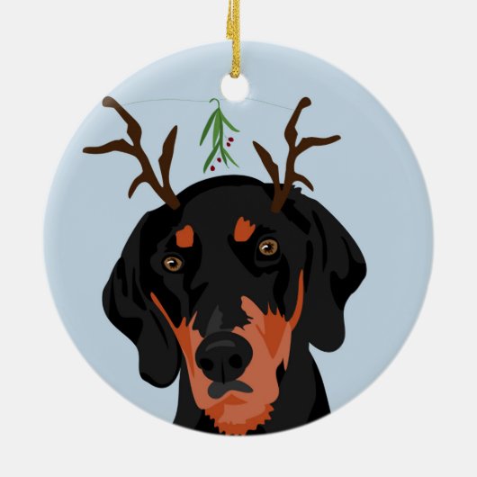 Mistelzweigcoonhound-Verzierung Keramik Ornament (Hinten)