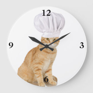 Mister Cat Chef To You Große Wanduhr