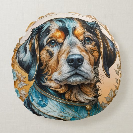 Mister Doggie Rundes Kissen (Vorderseite)